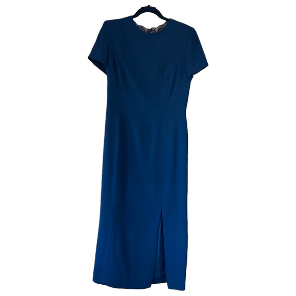 Vintage Maggy  London Dress Size 8 Open Net Covered Back Embellished  Navy Blue - Picture 1 of 3